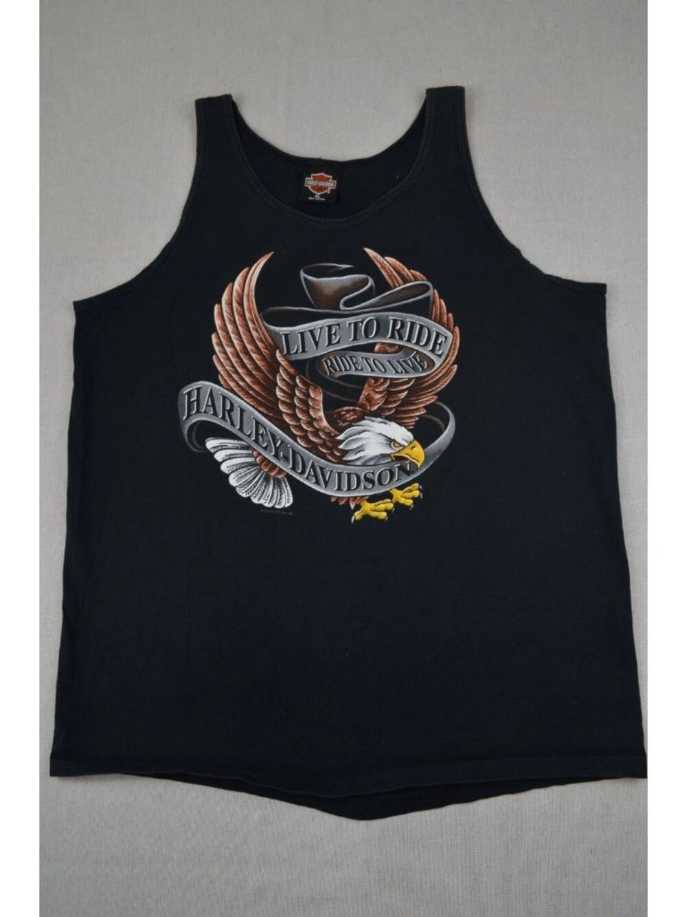 VTG Harley-Davidson Mens Black Tank Top Live To Ride Ride To Live Graphic XL